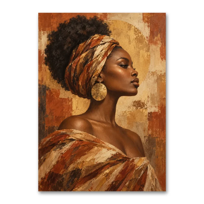 Afrika Esintili Kadın Portresi Kanvas Tablo