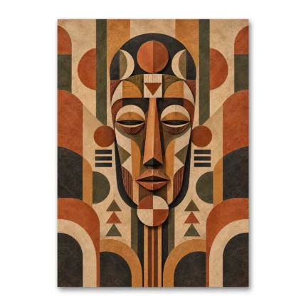 Afrika Geometrik Maske Kanvas Tablo