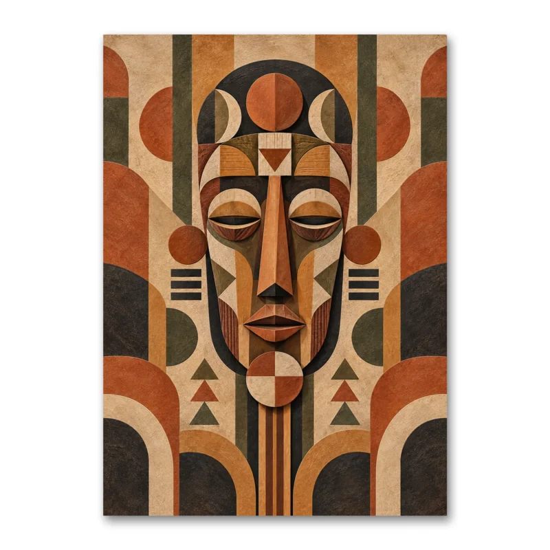 Afrika Geometrik Maske Kanvas Tablo