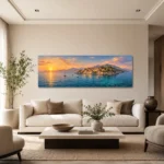 Akdeniz Gün Batımı Panoramik Kanvas Tablo - ürün görseli 2