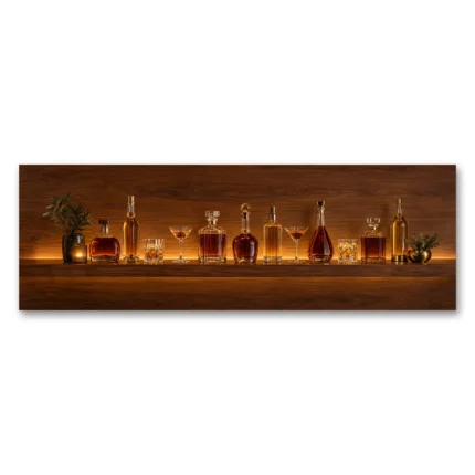 Amber Bar Şişeleri Panoramik Kanvas Tablo