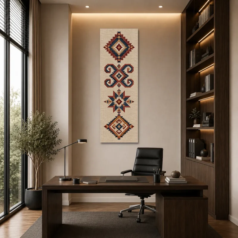 Anadolu Kilim Motifleri Dikey Panoramik Kanvas Tablo - ürün görseli 1