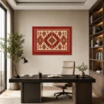 Anadolu Kilim Motifleri Kırmızı Bej Kanvas Tablo - ürün görseli 1