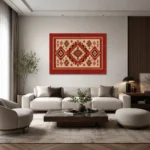 Anadolu Kilim Motifleri Kırmızı Bej Kanvas Tablo - ürün görseli 2