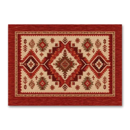 Anadolu Kilim Motifleri Kırmızı Bej Kanvas Tablo