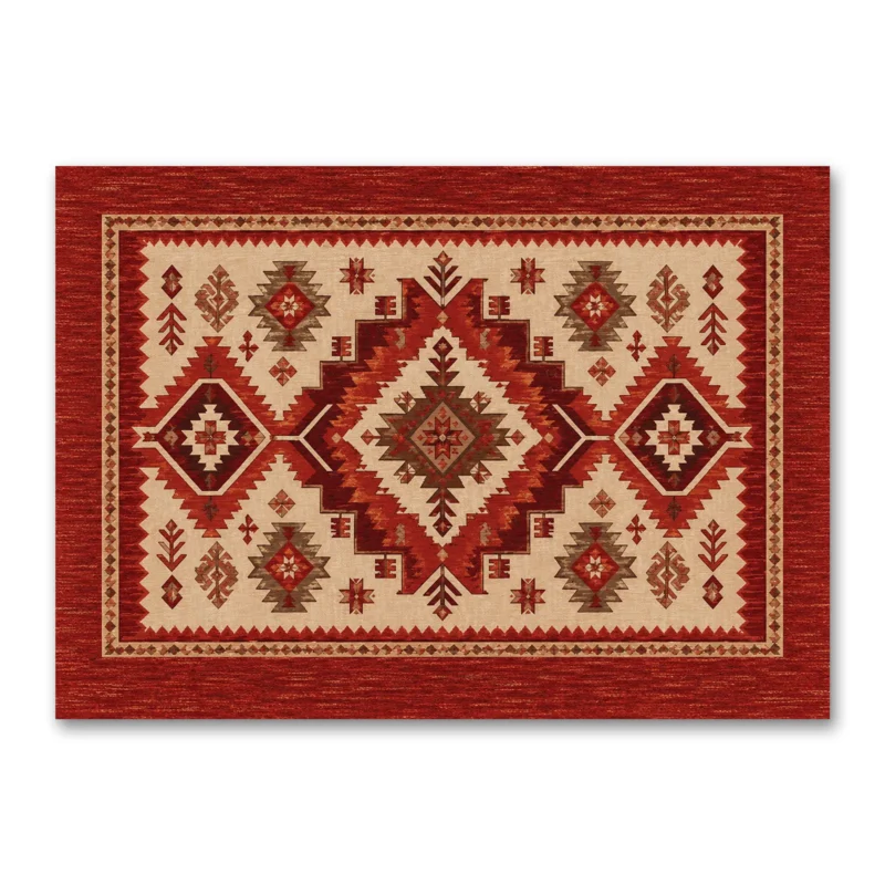 Anadolu Kilim Motifleri Kırmızı Bej Kanvas Tablo