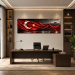 Anıtkabir Silüetli Panoramik Türk Bayrağı Kanvas Tablo - ürün görseli 1