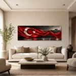 Anıtkabir Silüetli Panoramik Türk Bayrağı Kanvas Tablo - ürün görseli 2