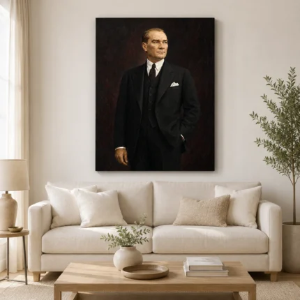 Atatürk Klasik Yağlı Boya Portresi 10 Kasım Kanvas Tablo - ürün görseli 1