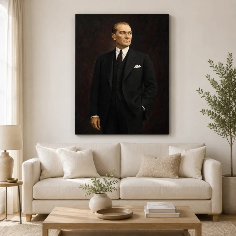 Atatürk Klasik Yağlı Boya Portresi 10 Kasım Kanvas Tablo - ürün görseli 1