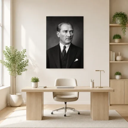 Atatürk Siyah Beyaz Arşiv Portresi 10 Kasım Kanvas Tablo - ürün görseli 1