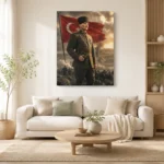 Atatürk Türk Bayrağı ve Kurtuluş Savaşı Cephe Kanvas Tablo - ürün görseli 1