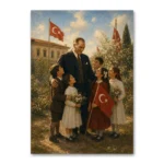 Atatürk ve Çocuklar 23 Nisan Yağlı Boya Kanvas Tablo