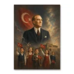 Atatürk ve Çocuklar 23 Nisan Yağlı Boya Kanvas Tablo