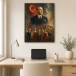 Atatürk ve Çocuklar 23 Nisan Yağlı Boya Kanvas Tablo - ürün görseli 2