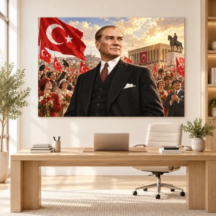 Atatürk ve Cumhuriyet Coşkusu Kanvas Tablo - ürün görseli 1