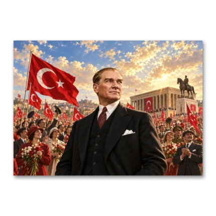Atatürk ve Cumhuriyet Coşkusu Kanvas Tablo