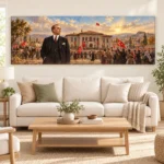 Atatürk ve Cumhuriyet Coşkusu Panoramik Kanvas Tablo - ürün görseli 1