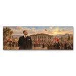 Atatürk ve Cumhuriyet Coşkusu Panoramik Kanvas Tablo