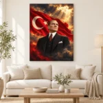Atatürk ve Türk Bayrağı Epik Portre Kanvas Tablo - ürün görseli 1