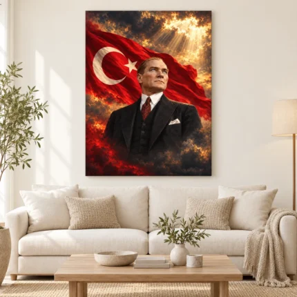 Atatürk ve Türk Bayrağı Epik Portre Kanvas Tablo - ürün görseli 1