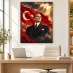 Atatürk ve Türk Bayrağı Epik Portre Kanvas Tablo - ürün görseli 2