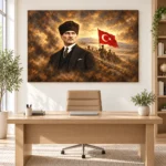 Atatürk ve Türk Bayrağı Epik Zafer Sahnesi Kanvas Tablo - ürün görseli 2