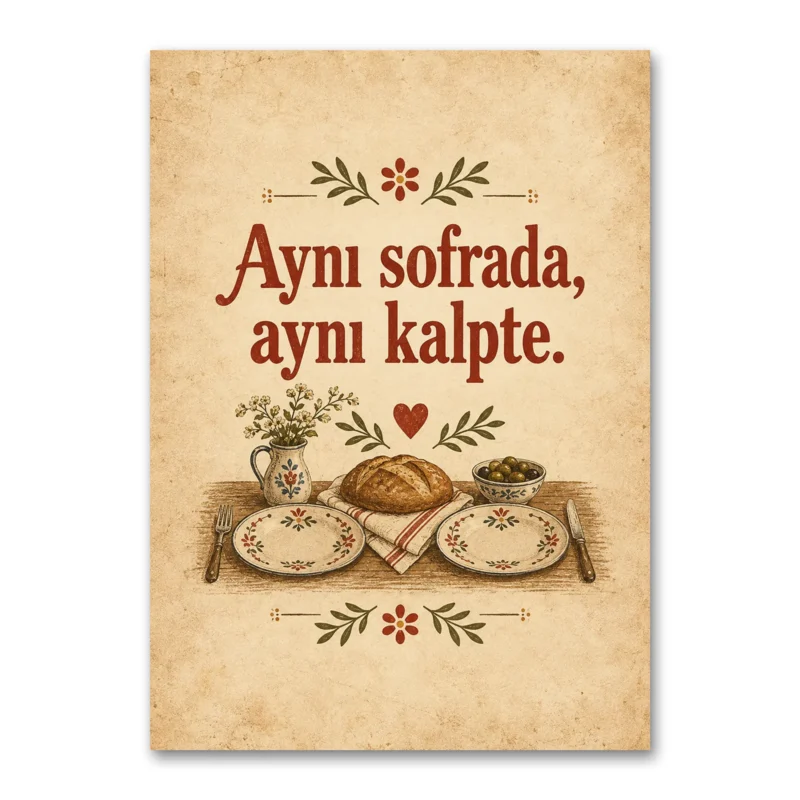 Aynı Sofrada Aynı Kalpte Aile Kanvas Tablo