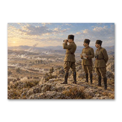 Başkomutanlık Meydan Muharebesi Atatürk Cephe Gözetimi Kanvas Tablo