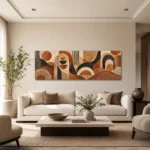 Bohem Afrika Geometrik Desen Panoramik Kanvas Tablo - ürün görseli 2