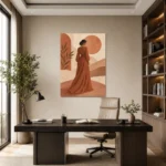 Bohem Terracotta Kadın Figürü Kanvas Tablo - ürün görseli 1