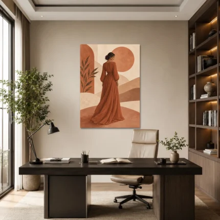 Bohem Terracotta Kadın Figürü Kanvas Tablo - ürün görseli 1
