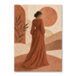 Bohem Terracotta Kadın Figürü Kanvas Tablo
