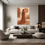 Bohem Terracotta Kadın Figürü Kanvas Tablo - ürün görseli 2