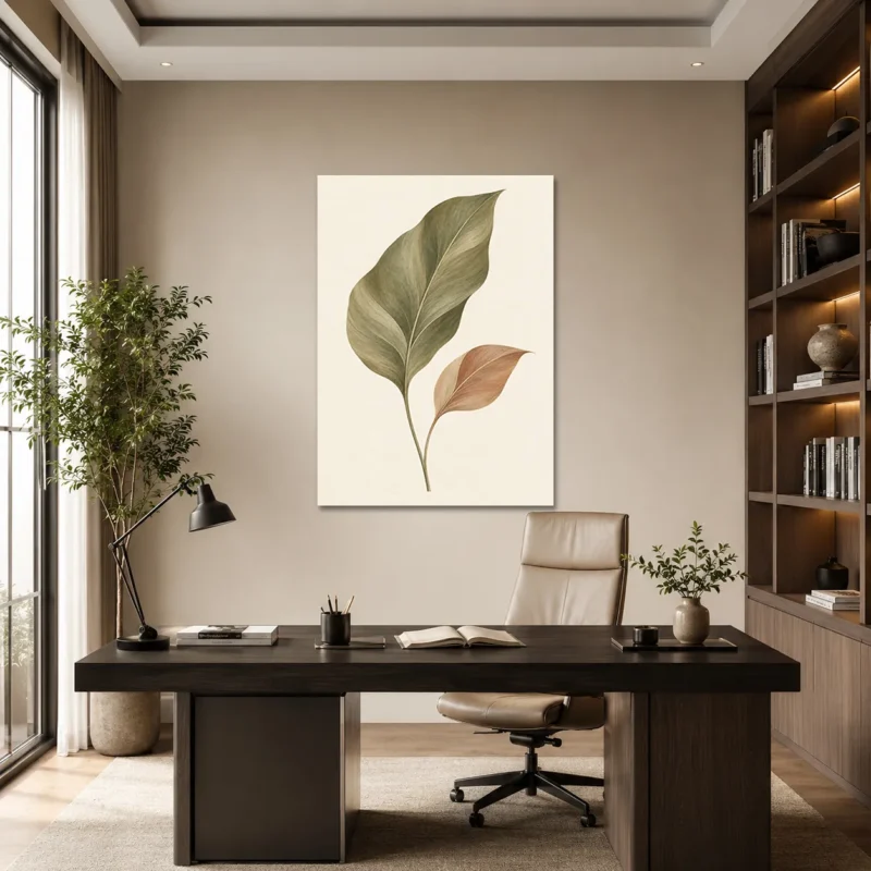 Bohem Yaprak Kanvas Tablo – Minimal Botanik Tasarım - ürün görseli 1