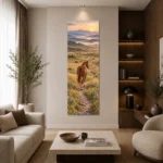 Bozkır Yolunda At Dikey Panoramik Kanvas Tablo - ürün görseli 2