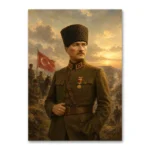 Cephede Atatürk ve Türk Bayrağı Kurtuluş Savaşı Kanvas Tablo