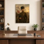 Cephede Atatürk ve Türk Bayrağı Kurtuluş Savaşı Kanvas Tablo - ürün görseli 2