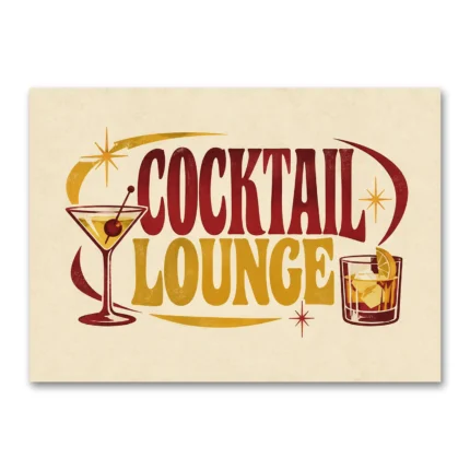 Cocktail Lounge Retro Bar Kanvas Tablo