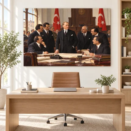 Cumhuriyet’in İlanı Atatürk ve Devlet Erkânı Kanvas Tablo - ürün görseli 1