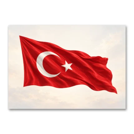 Dalgalanan Türk Bayrağı Kanvas Tablo