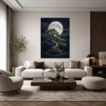 Dolunay ve Bonsai Ağacı Japon Esintili Kanvas Tablo - ürün görseli 2