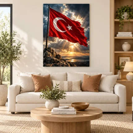 Dramatik Gökyüzünde Türk Bayrağı Kanvas Tablo - ürün görseli 1