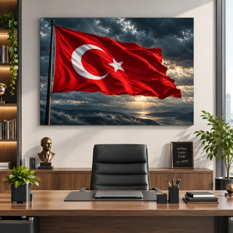 Dramatik Türk Bayrağı Kanvas Tablo - ürün görseli 1