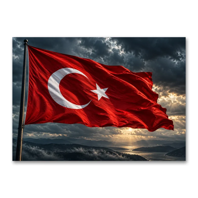Dramatik Türk Bayrağı Kanvas Tablo