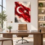 Ekspresif Fırça Dokulu Türk Bayrağı Kanvas Tablo - ürün görseli 2