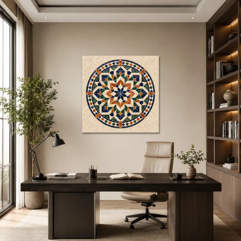 Fas Zellige Geometrik Medalyon Kanvas Tablo - ürün görseli 1