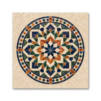 Fas Zellige Geometrik Medalyon Kanvas Tablo