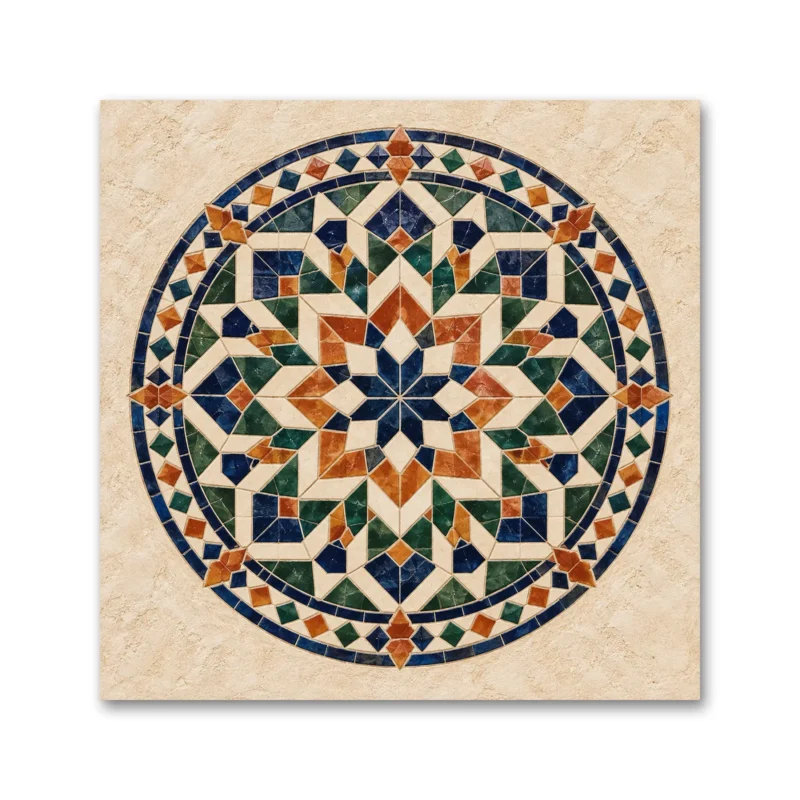 Fas Zellige Geometrik Medalyon Kanvas Tablo