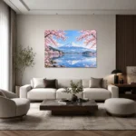 Fuji Dağı ve Sakura Çiçekleri Japon Manzarası Kanvas Tablo - ürün görseli 2